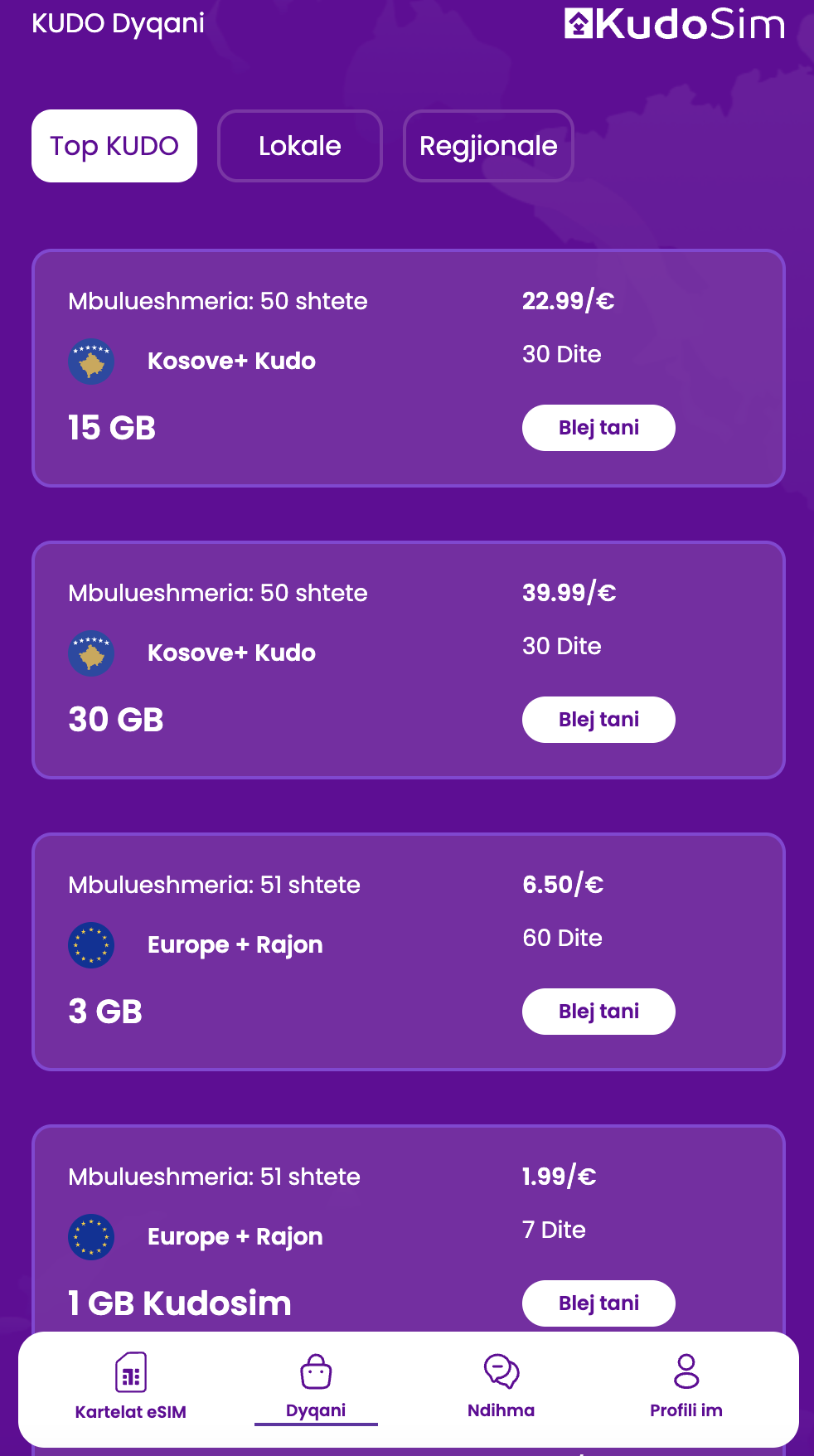 pako juaj e internetit kudo esim